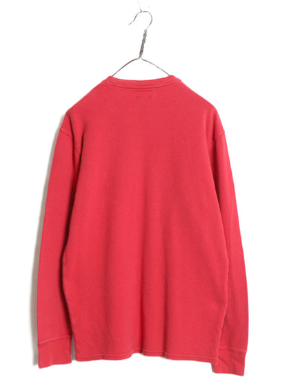 ポロ ラルフローレン 長袖 サーマル Tシャツ メンズ L 古着 ロンT ワッフル カットソー ワンポイント ストレッチ インナー シンプル レッド