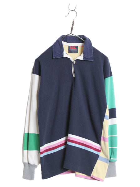 90s ニュージーランド製 カンタベリー 長袖 ラガーシャツ メンズ L 程/ 古着 オールド 長袖シャツ ラグビー クレイジー パターン ボーダー