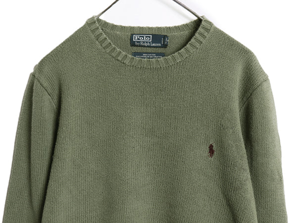 00s ポロ ラルフローレン コットン ニット セーター メンズ M / 古着 オールド 長袖ニット ワンポイント クルーネック シンプル ゆったり 