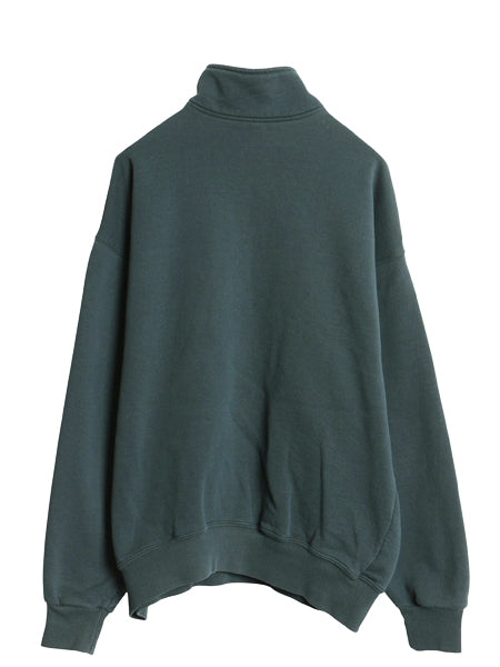 90s ラッセル ハーフジップ スウェット メンズ レディース XL 古着 オールド トレーナー 裏起毛 大きいサイズ 無地 ブランク ハイネック 緑