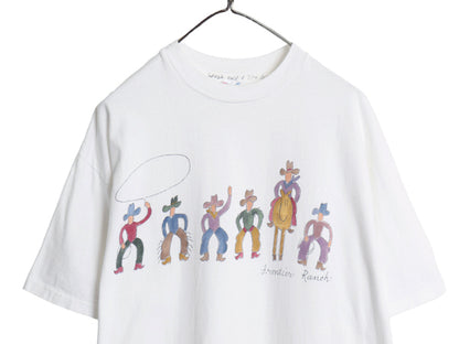 90s USA製 キャラクター イラスト プリント Tシャツ メンズ XL オールド ウエスタン グラフィック アート シングルステッチ 大きいサイズ 
