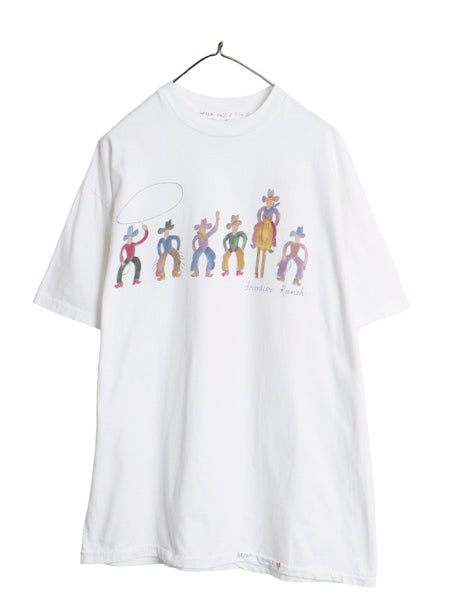 90s USA製 キャラクター イラスト プリント Tシャツ メンズ XL オールド ウエスタン グラフィック アート シングルステッチ 大きいサイズ 
