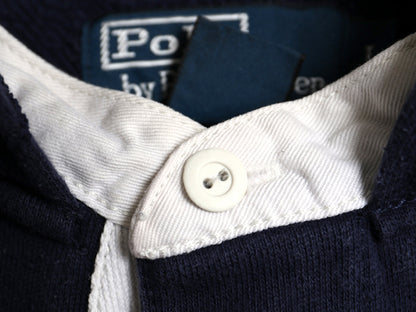 00s ポロ ラルフローレン スウェット フード パーカー メンズ L / オールド ラガー タイプ 裏起毛 トレーナー R-WING 刺繍 プルオーバー紺