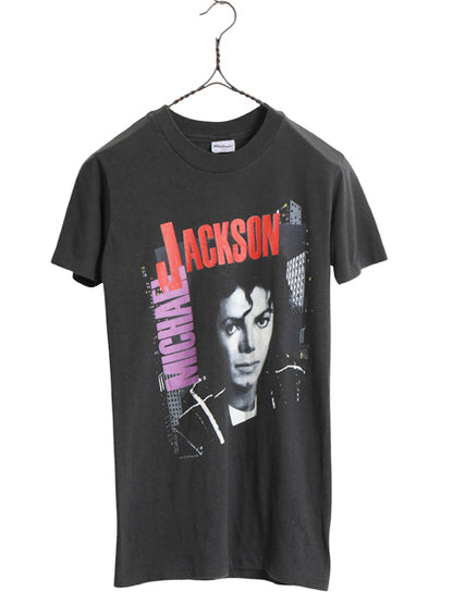 80s USA製 ★ マイケルジャクソン ツアー プリント Tシャツ メンズ XS レディース S 程/ ヴィンテージ 当時物 オフィシャル バンド 音楽 黒
