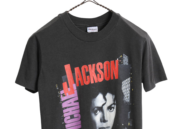 80s USA製 ★ マイケルジャクソン ツアー プリント Tシャツ メンズ XS レディース S 程/ ヴィンテージ 当時物 オフィシャル バンド 音楽 黒
