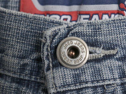 00s ☆ JNCO JEANS デニム ペインター ショーツ メンズ レディース 32 古着 オールド Y2K ストリート バギー ショートパンツ クラウン 刺繍