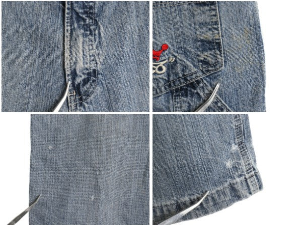 00s ☆ JNCO JEANS デニム ペインター ショーツ メンズ レディース 32 古着 オールド Y2K ストリート バギー ショートパンツ クラウン 刺繍