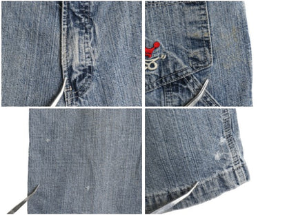 00s ☆ JNCO JEANS デニム ペインター ショーツ メンズ レディース 32 古着 オールド Y2K ストリート バギー ショートパンツ クラウン 刺繍