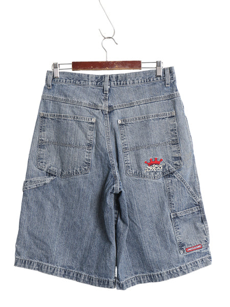 00s ☆ JNCO JEANS デニム ペインター ショーツ メンズ レディース 32 古着 オールド Y2K ストリート バギー ショートパンツ クラウン 刺繍