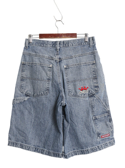 00s ☆ JNCO JEANS デニム ペインター ショーツ メンズ レディース 32 古着 オールド Y2K ストリート バギー ショートパンツ クラウン 刺繍