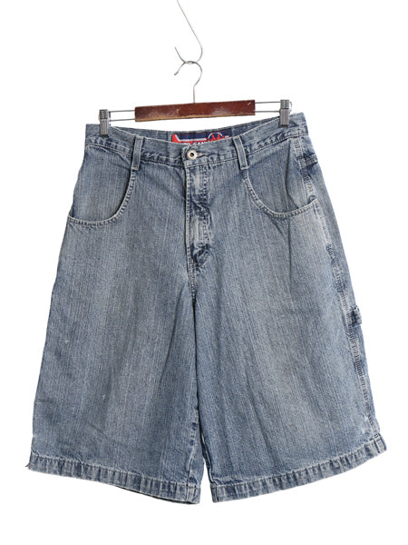 00s ☆ JNCO JEANS デニム ペインター ショーツ メンズ レディース 32 古着 オールド Y2K ストリート バギー ショートパンツ クラウン 刺繍