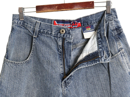 00s ☆ JNCO JEANS デニム ペインター ショーツ メンズ レディース 32 古着 オールド Y2K ストリート バギー ショートパンツ クラウン 刺繍