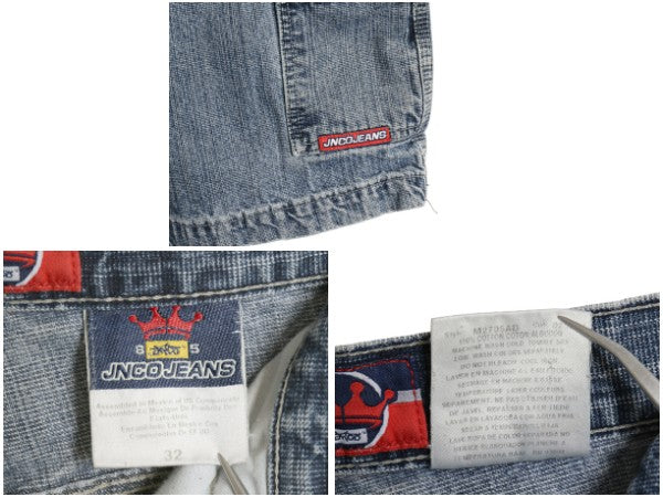 00s ☆ JNCO JEANS デニム ペインター ショーツ メンズ レディース 32 古着 オールド Y2K ストリート バギー ショートパンツ クラウン 刺繍