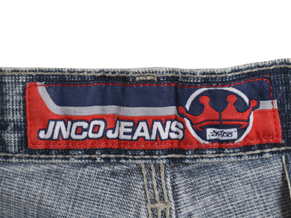 00s ☆ JNCO JEANS デニム ペインター ショーツ メンズ レディース 32 古着 オールド Y2K ストリート バギー ショートパンツ クラウン 刺繍