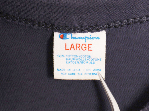80s USA製 チャンピオン プリント Tシャツ メンズ L 小さめ M 程 ヴィンテージ トリコタグ 100% コットン 陸上 スクール シングルステッチ