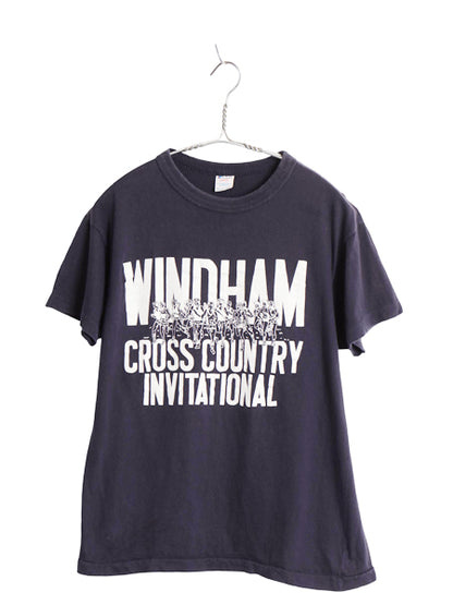 80s USA製 チャンピオン プリント Tシャツ メンズ L 小さめ M 程 ヴィンテージ トリコタグ 100% コットン 陸上 スクール シングルステッチ