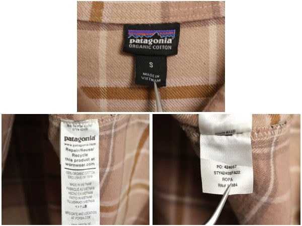 パタゴニア ロングスリーブ フィヨルド フランネル シャツ レディース S / 22年製 オーガニック コットン ネルシャツ チェック 長袖シャツ