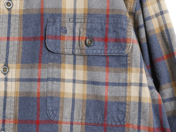 US企画 カーハート チェック 長袖 ヘビー フランネル シャツ メンズ L / ワーク ネルシャツ ヘビーウェイト 長袖シャツ マルチカラー 廃盤