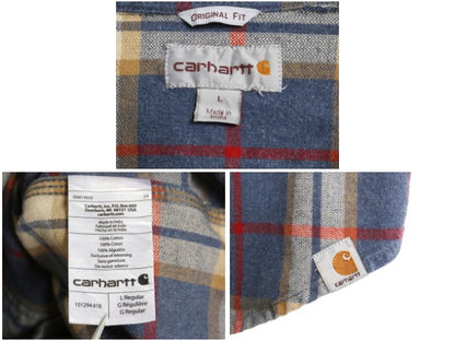 US企画 カーハート チェック 長袖 ヘビー フランネル シャツ メンズ L / ワーク ネルシャツ ヘビーウェイト 長袖シャツ マルチカラー 廃盤