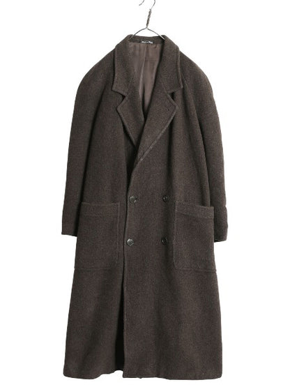 90s イタリア製 エンポリオ アルマーニ ダブルブレスト チェスター コート メンズ XL 程/ 高級 ウール フィールド ロングコート ブラウン