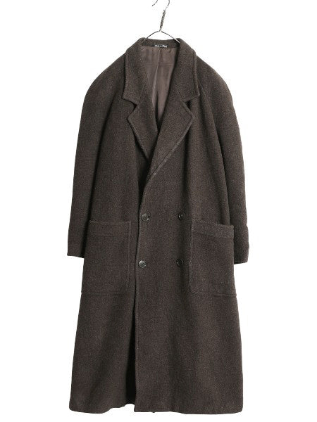 90s イタリア製 エンポリオ アルマーニ ダブルブレスト チェスター コート メンズ XL 程/ 高級 ウール フィールド ロングコート ブラウン