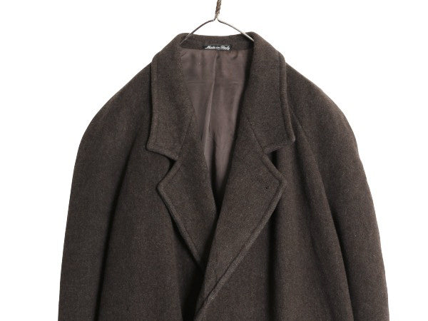 90s イタリア製 エンポリオ アルマーニ ダブルブレスト チェスター コート メンズ XL 程/ 高級 ウール フィールド ロングコート ブラウン