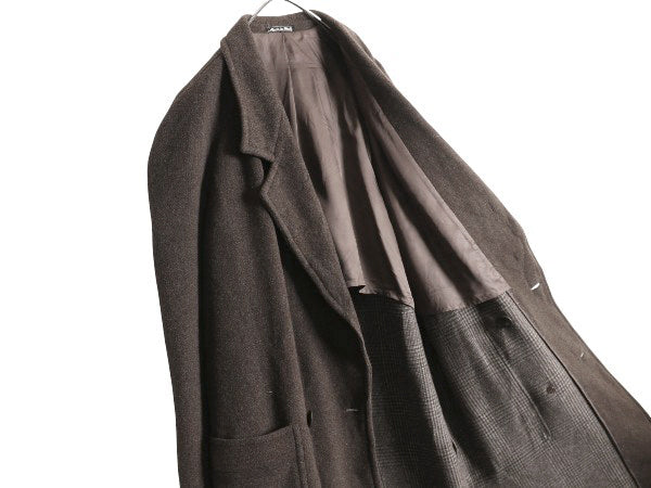 90s イタリア製 エンポリオ アルマーニ ダブルブレスト チェスター コート メンズ XL 程/ 高級 ウール フィールド ロングコート ブラウン
