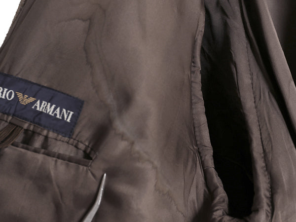 90s イタリア製 エンポリオ アルマーニ ダブルブレスト チェスター コート メンズ XL 程/ 高級 ウール フィールド ロングコート ブラウン