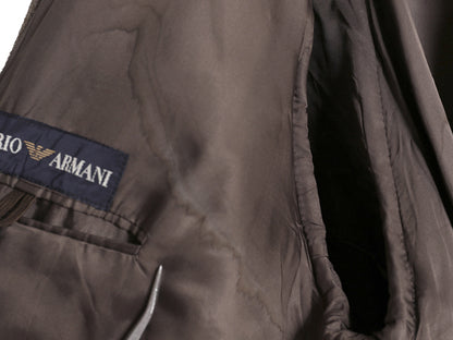 90s イタリア製 エンポリオ アルマーニ ダブルブレスト チェスター コート メンズ XL 程/ 高級 ウール フィールド ロングコート ブラウン