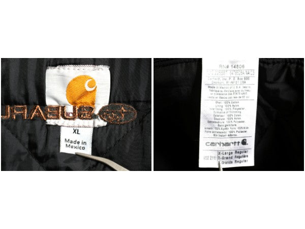 US企画 カーハート 中綿 ダック ベスト メンズ XL / フルジップ ナイロン キルティング ライナー 重ね着 前開き 廃盤 ワーク 大きいサイズ