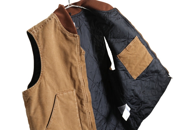 US企画 カーハート 中綿 ダック ベスト メンズ XL / フルジップ ナイロン キルティング ライナー 重ね着 前開き 廃盤 ワーク 大きいサイズ