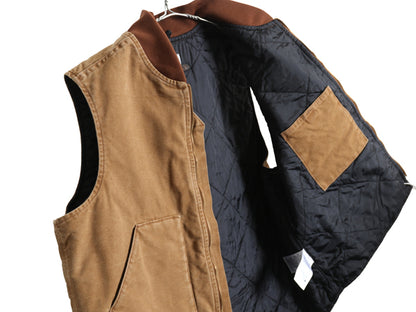 US企画 カーハート 中綿 ダック ベスト メンズ XL / フルジップ ナイロン キルティング ライナー 重ね着 前開き 廃盤 ワーク 大きいサイズ