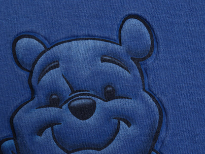 90s プーさん 立体 プリント Tシャツ メンズ レディース XXL 程 オールド ディズニー オフィシャル キャラクター イラスト 大きいサイズ 青
