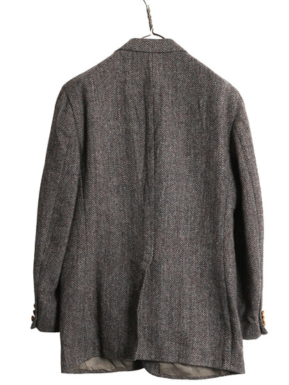 80s USA製 ハリスツイード テーラード ジャケット メンズ L / ヴィンテージ ブレザー ウール ツイード トラッド ヘリンボーン マルチカラー