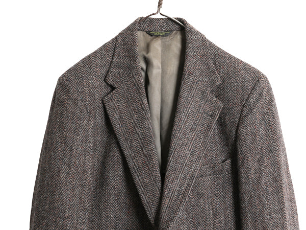 80s USA製 ハリスツイード テーラード ジャケット メンズ L / ヴィンテージ ブレザー ウール ツイード トラッド ヘリンボーン マルチカラー