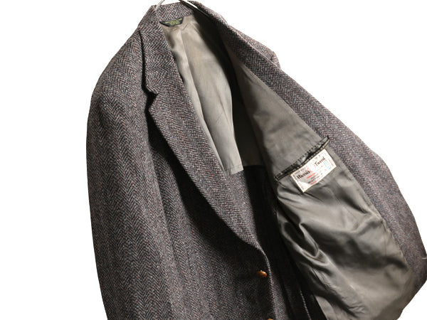 80s USA製 ハリスツイード テーラード ジャケット メンズ L / ヴィンテージ ブレザー ウール ツイード トラッド ヘリンボーン マルチカラー