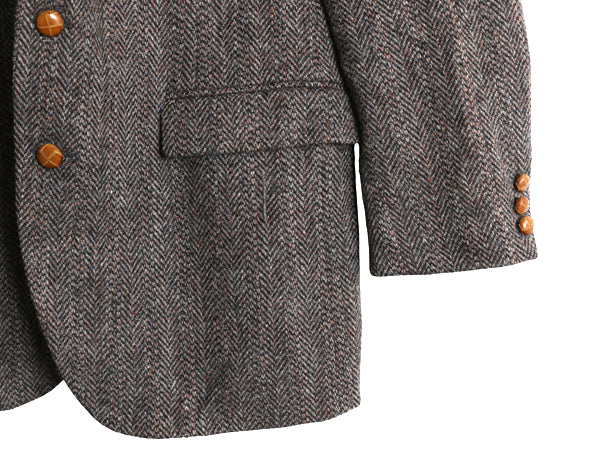 80s USA製 ハリスツイード テーラード ジャケット メンズ L / ヴィンテージ ブレザー ウール ツイード トラッド ヘリンボーン マルチカラー