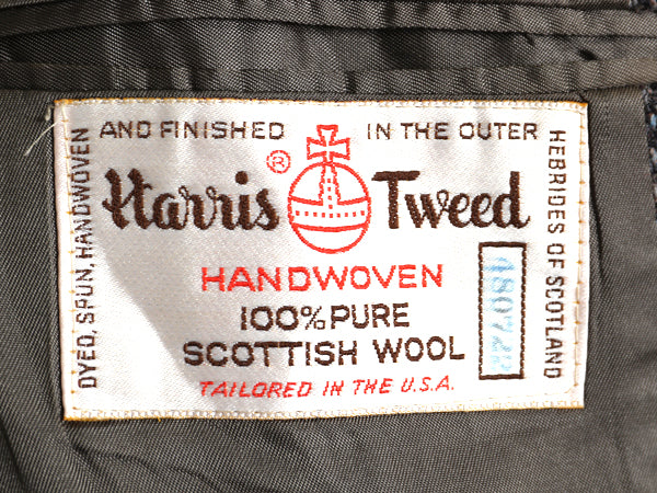 80s USA製 ハリスツイード テーラード ジャケット メンズ L / ヴィンテージ ブレザー ウール ツイード トラッド ヘリンボーン マルチカラー