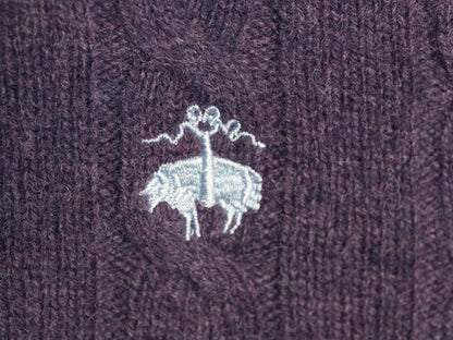 ブルックスブラザーズ ケーブル ニット セーター メンズ XL / ラム ウール 長袖ニット ワンポイント クルーネック シンプル 薄手 パープル