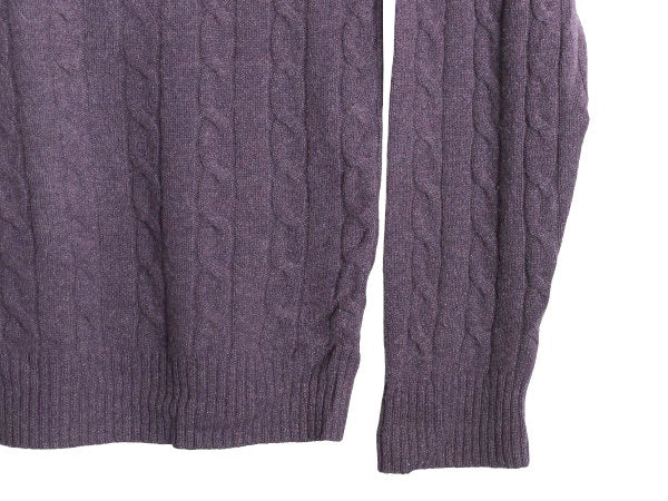 ブルックスブラザーズ ケーブル ニット セーター メンズ XL / ラム ウール 長袖ニット ワンポイント クルーネック シンプル 薄手 パープル