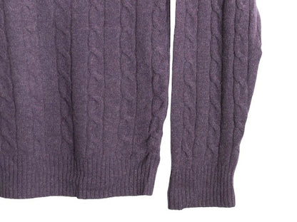 ブルックスブラザーズ ケーブル ニット セーター メンズ XL / ラム ウール 長袖ニット ワンポイント クルーネック シンプル 薄手 パープル