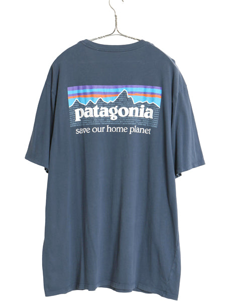 パタゴニア 両面 プリント 半袖 Tシャツ メンズ L / 22年製 アウトドア オーガニック コットン P6 バックプリント ボックスロゴ ネイビー
