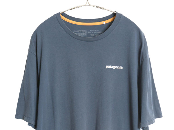 パタゴニア 両面 プリント 半袖 Tシャツ メンズ L / 22年製 アウトドア オーガニック コットン P6 バックプリント ボックスロゴ ネイビー