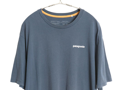 パタゴニア 両面 プリント 半袖 Tシャツ メンズ L / 22年製 アウトドア オーガニック コットン P6 バックプリント ボックスロゴ ネイビー