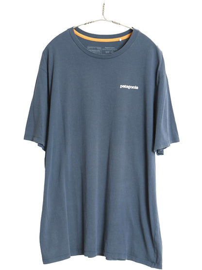 パタゴニア 両面 プリント 半袖 Tシャツ メンズ L / 22年製 アウトドア オーガニック コットン P6 バックプリント ボックスロゴ ネイビー