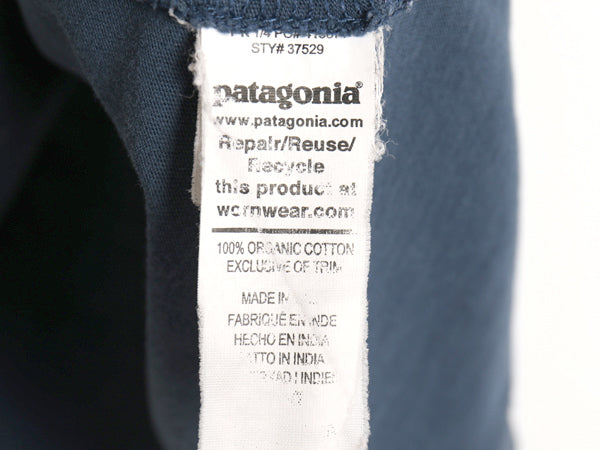 パタゴニア 両面 プリント 半袖 Tシャツ メンズ L / 22年製 アウトドア オーガニック コットン P6 バックプリント ボックスロゴ ネイビー