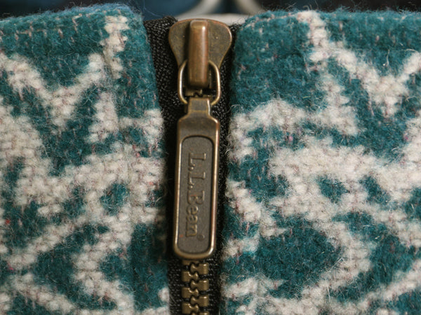 90s エルエルビーン ハーフジップ ウール ジャケット レディース M メンズ S 程 オールド ノルディック 総柄 プルオーバー ブルゾン ラグ