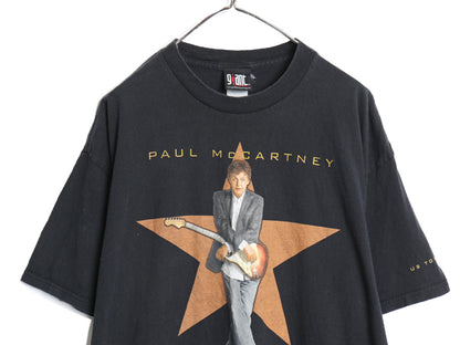 00s ポールマッカートニー ツアー プリント Tシャツ メンズ XL オールド フォト イラスト グラフィック ビートルズ バンド ロック Giant 黒