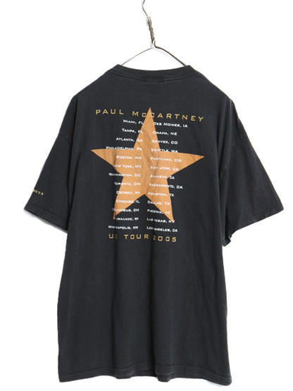 00s ポールマッカートニー ツアー プリント Tシャツ メンズ XL オールド フォト イラスト グラフィック ビートルズ バンド ロック Giant 黒