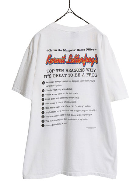 90s USA製 ★ カーミット パロディ イラスト プリント Tシャツ メンズ XL / オールド オフィシャル キャラクター 当時物 大きいサイズ 白